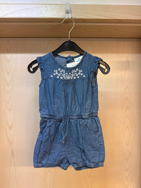 Gr.86 Topolino Jumpsuit jeansblau m. weißer Stickerei