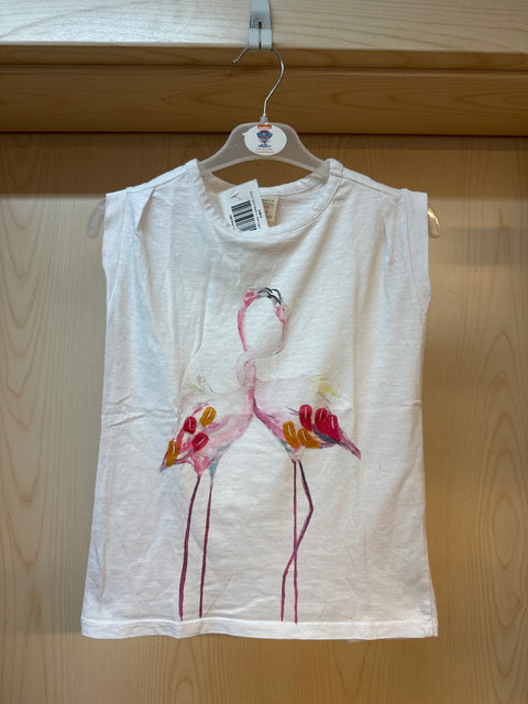 Zara T-shirt Weiß m. Flamingos Gr. 122