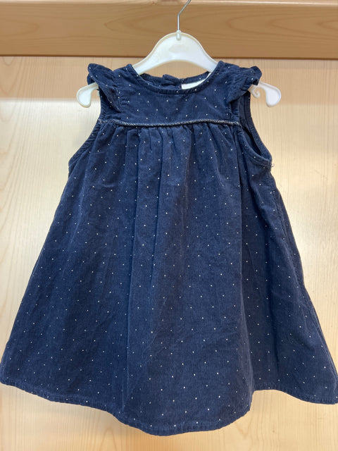 Kurzarmkleid Dunkelblau m. Pünktchen Gr. 80