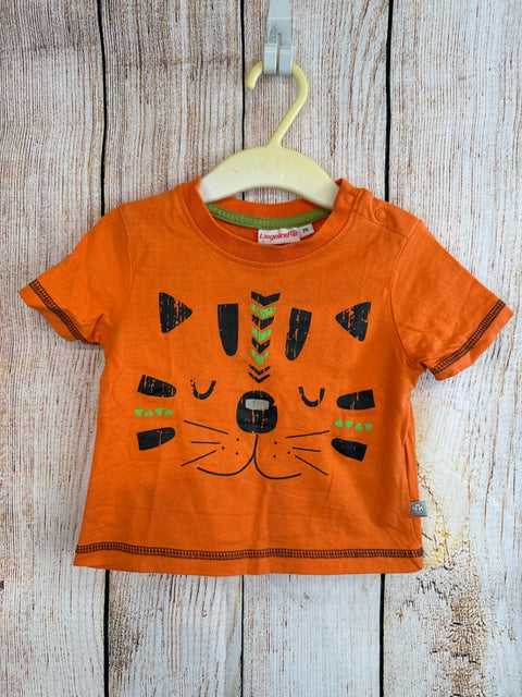 Liegelind T-Shirt Orange m. Tigergesicht Gr. 74