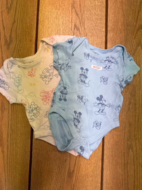 Disney Baby Doppelpack Bodies beige/ hellblau m. Disney Motiven Gr. 62