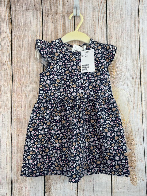 H&M Sommerkleid Dunkelblau m. kl. Blüten Gr. 86