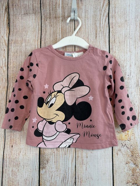 Disney Baby Langarmshirt Rosa m. Punkten und Minnie Gr. 86