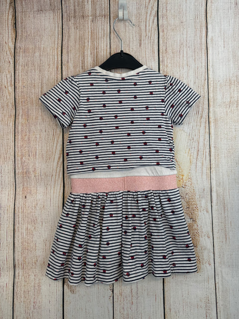 Topomini Kurzarmkleid dunkelblau/ weiß geringelt m. kl. Marienkäfern Gr. 86