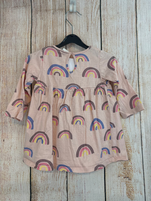 H&M Langarmkleid rosa m. Regenbögen Gr. 74