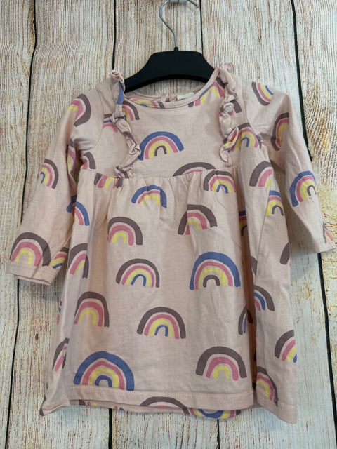 H&M Langarmkleid Rosa m. Regenbögen Gr. 74