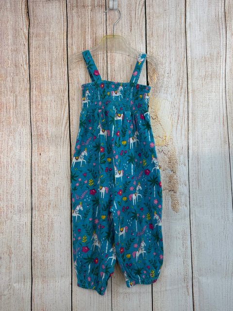 frugi Jumpsuit Hellblau m. Blumen und weißen Pferden Gr. 86