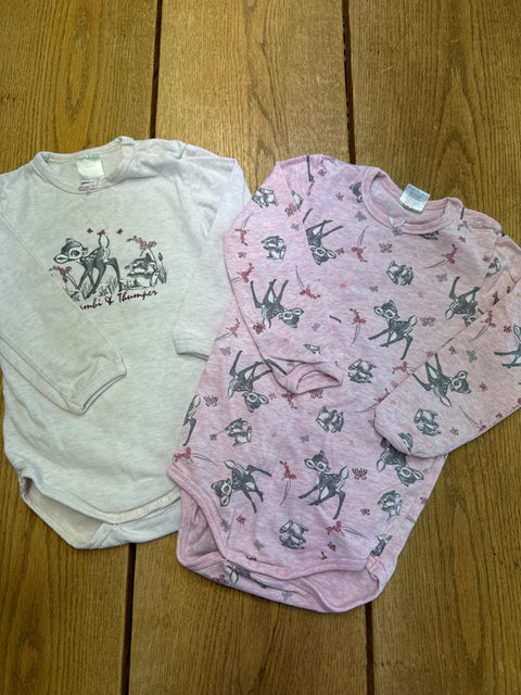 Disney Doppelpack Langarm Bodies Rosa/ beige m. Bambi Gr. 86