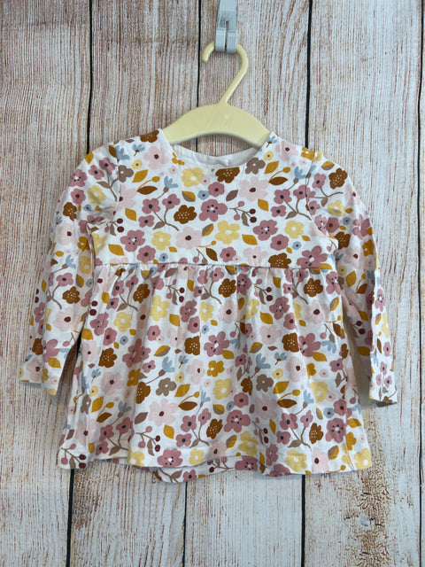 C&A Langarmshirt Weiß m. Blüten Gr. 80