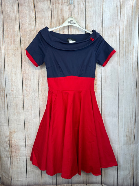 Dolly and Dotty festliches Kleid dunkelblau/ rot  Gr. S