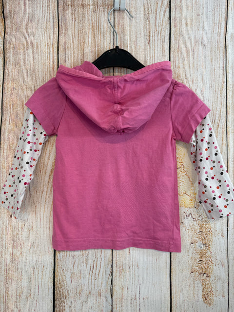 Topomini Langarmshirt Rosa m. Haus, weiße Ärmel m. Punkten, Kapuze Gr. 86