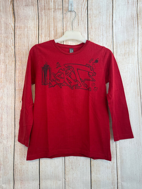 Zara Langarmshirt Rot m. Schrift Gr. 122