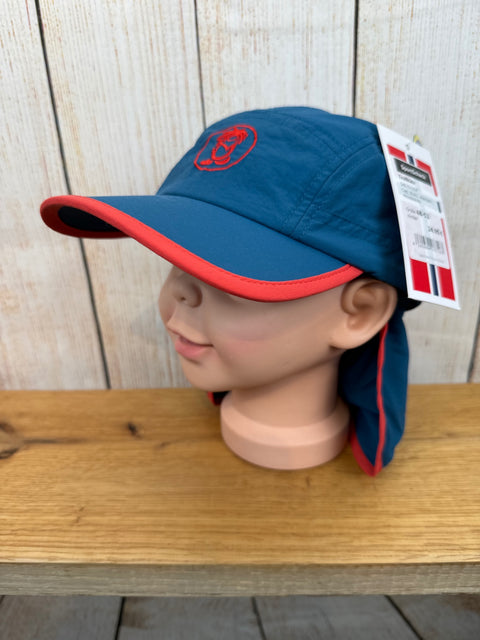 Trollkids Sommer Cap m. Nackenschutz petrol/ rot Gr. 48-52cm