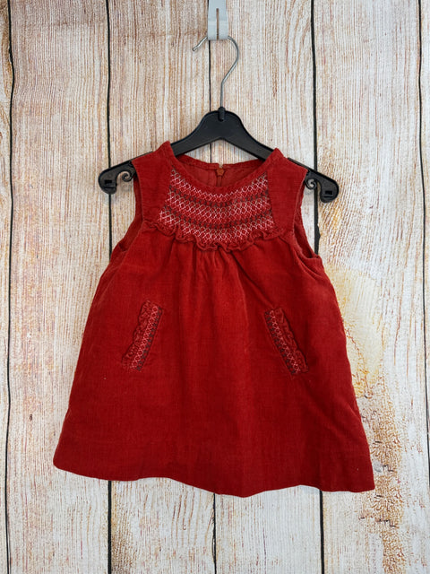 Zara Cordlatzkleid Rot m. Stickerei Gr. 68