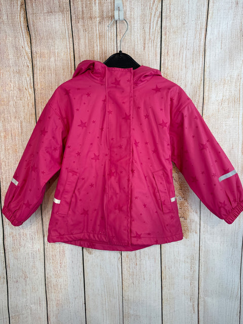 Pocopiano gefütterte Regenjacke Pink m. Sternen Gr. 98/104