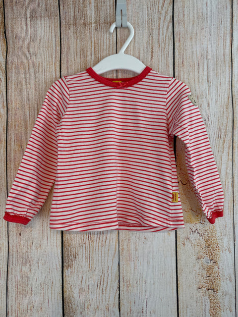 Steiff Langarmshirt rot/ weiß geringelt Gr. 80