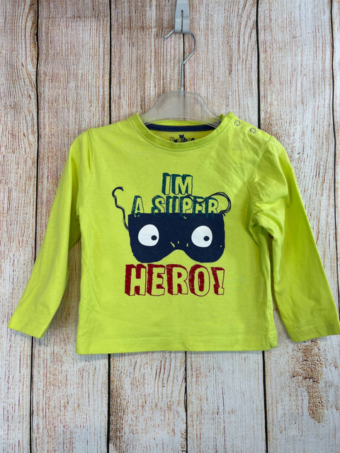 kuniboo Langarmshirt Neongrün m. Brille u. Schrift Gr. 86