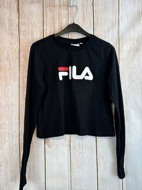 Fila bauchfreies Langarmshirt Schwarz m. Logo Gr. XS