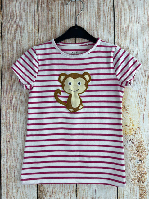 Topolino T-Shirt weiß/ pink geringelt m. Affe Gr. 110